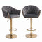 GP1863 Modern Velvet Breakfast Bar Stools Swivel Barstools Adjustable Counter Stools with Backrest (Gold-Grey)