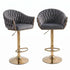 GP1863 Modern Velvet Breakfast Bar Stools Swivel Barstools Adjustable Counter Stools with Backrest (Gold-Grey)