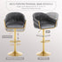 GP1863 Modern Velvet Breakfast Bar Stools Swivel Barstools Adjustable Counter Stools with Backrest (Gold-Grey)