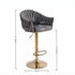 GP1863 Modern Velvet Breakfast Bar Stools Swivel Barstools Adjustable Counter Stools with Backrest (Gold-Grey)