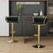 SERENITà Golden Swivel Upholstered Velvet Adjustable Height Counter Stool with Metal Frame Black (Set of 2)