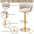 SERENITà Golden Swivel Upholstered Velvet Adjustable Height Counter Stool with Metal Frame Ivory (Set of 2)