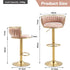 SERENITà Golden Swivel Upholstered Velvet Adjustable Height Counter Stool with Metal Frame Pink (Set of 2)