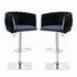 SERENITà Modern Velvet Breakfast Bar Stools Swivel Barstools Adjustable Counter Stools with Backrest (Silver-Black)