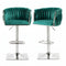 SERENITà Modern Velvet Breakfast Bar Stools Swivel Barstools Adjustable Counter Stools with Backrest (Silver-Emarald Green)