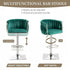 SERENITà Modern Velvet Breakfast Bar Stools Swivel Barstools Adjustable Counter Stools with Backrest (Silver-Emarald Green)