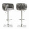 SERENITà Modern Velvet Breakfast Bar Stools Swivel Barstools Adjustable Counter Stools with Backrest (Silver-Grey)