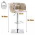 Velvet Bar Stools Set of 2 Swivel Adjustable Height with Backrest Silver Ivory