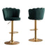 SERENITà Swivel Bar Stools Bar Height Set of 2 Adjustable Upholstered Counter Barstool Velvet Bar Chairs with Back/Gold Base for Kitchen Island/Bar/Cafe-Emerald Green