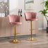 SERENITà Swivel Bar Stools Bar Height Set of 2 Adjustable Upholstered Counter Barstool Velvet Bar Chairs with Back/Gold Base for Kitchen Island/Bar/Cafe-Pink