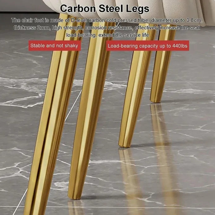 VELLUTO Golden Frame Mid Century Modern Dining Chair Faux Leather Side Chair Upholstered Dining Chairs Set of 2