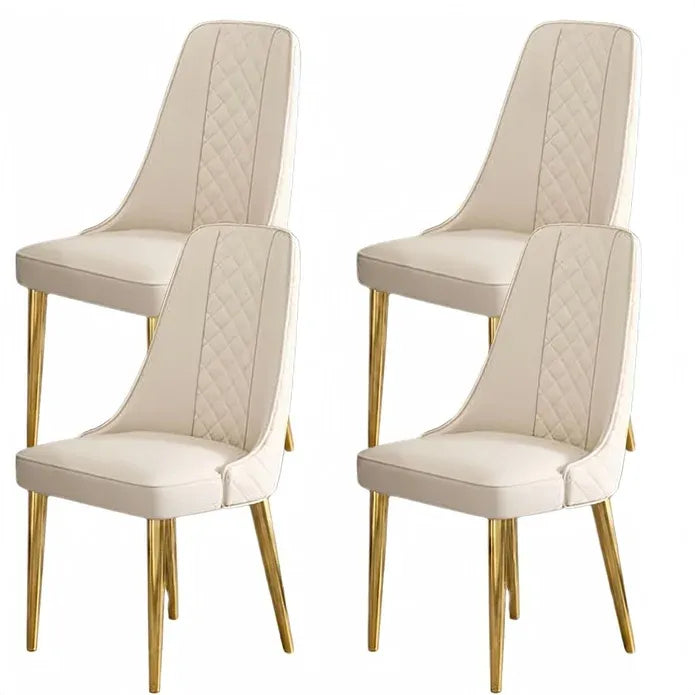 Golden Frame Mid Century Modern Dining Chair Faux Leather Side Chair Upholstered Dining Chairs Set of 2