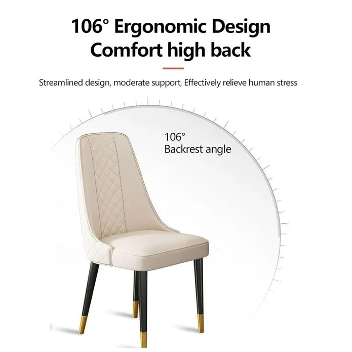 Golden Frame Mid Century Modern Dining Chair Faux Leather Side Chair Upholstered Dining Chairs Set of 2