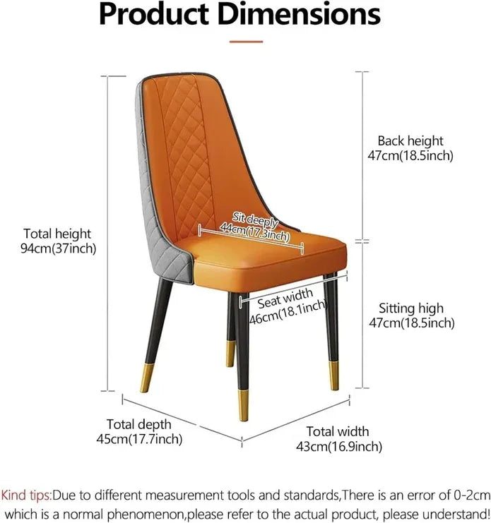Golden Frame Mid Century Modern Dining Chair Faux Leather Side Chair Upholstered Dining Chairs Set of 2
