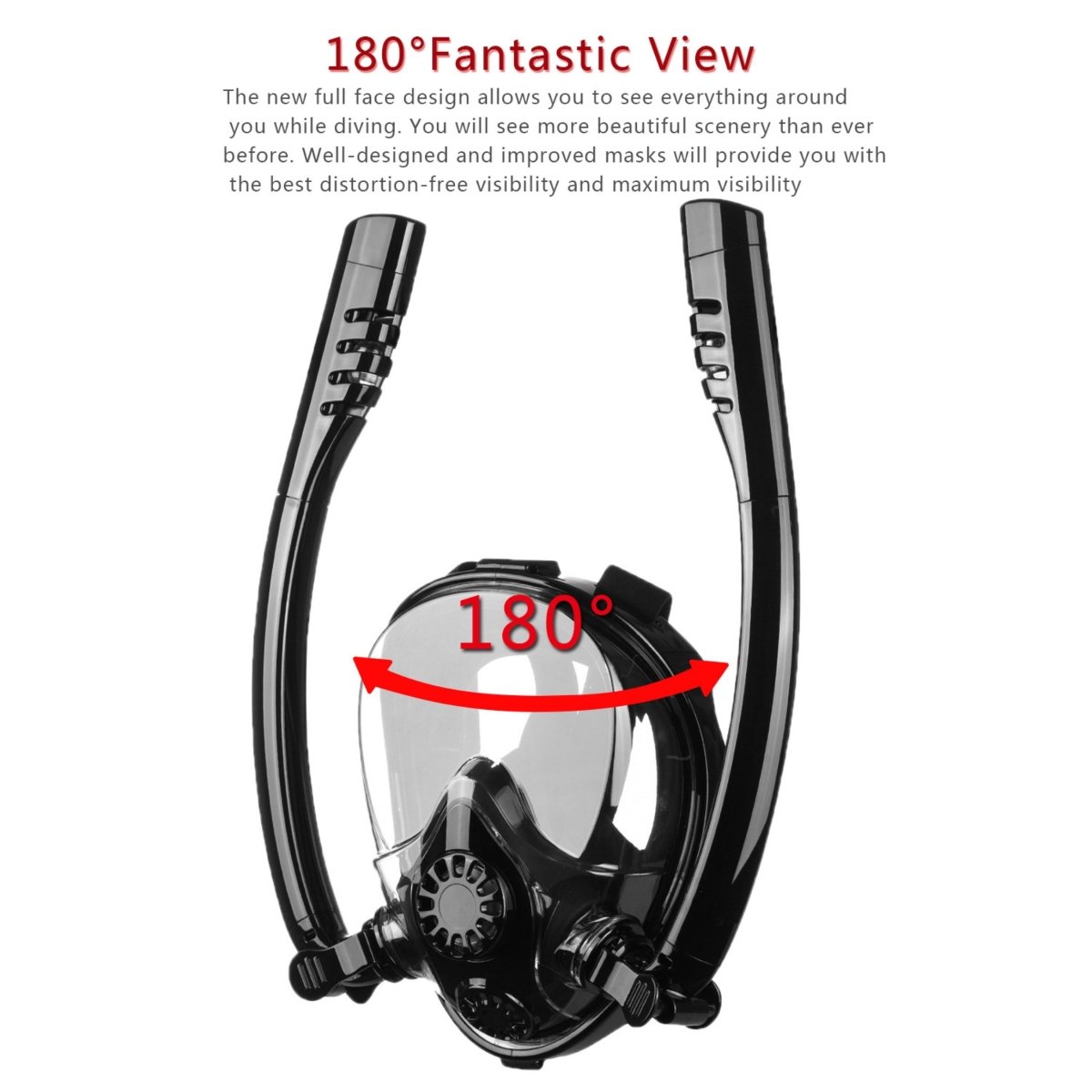 Snorkel Mask Full Face Diving Mask Snorkel Swim Goggles 180Â° View Anti Fog Large