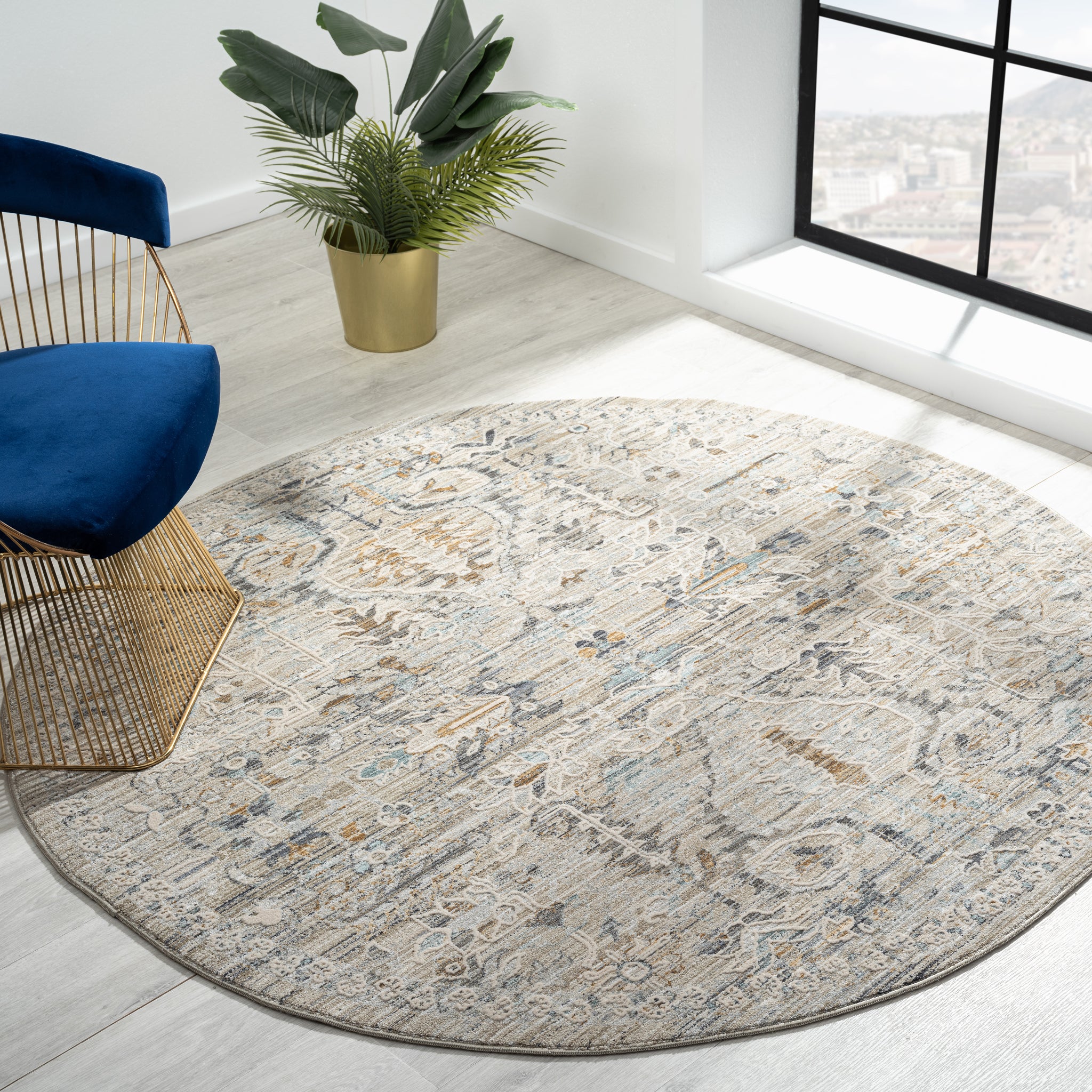 Aubre Contemporary Area Rug - Taupe - 190x190