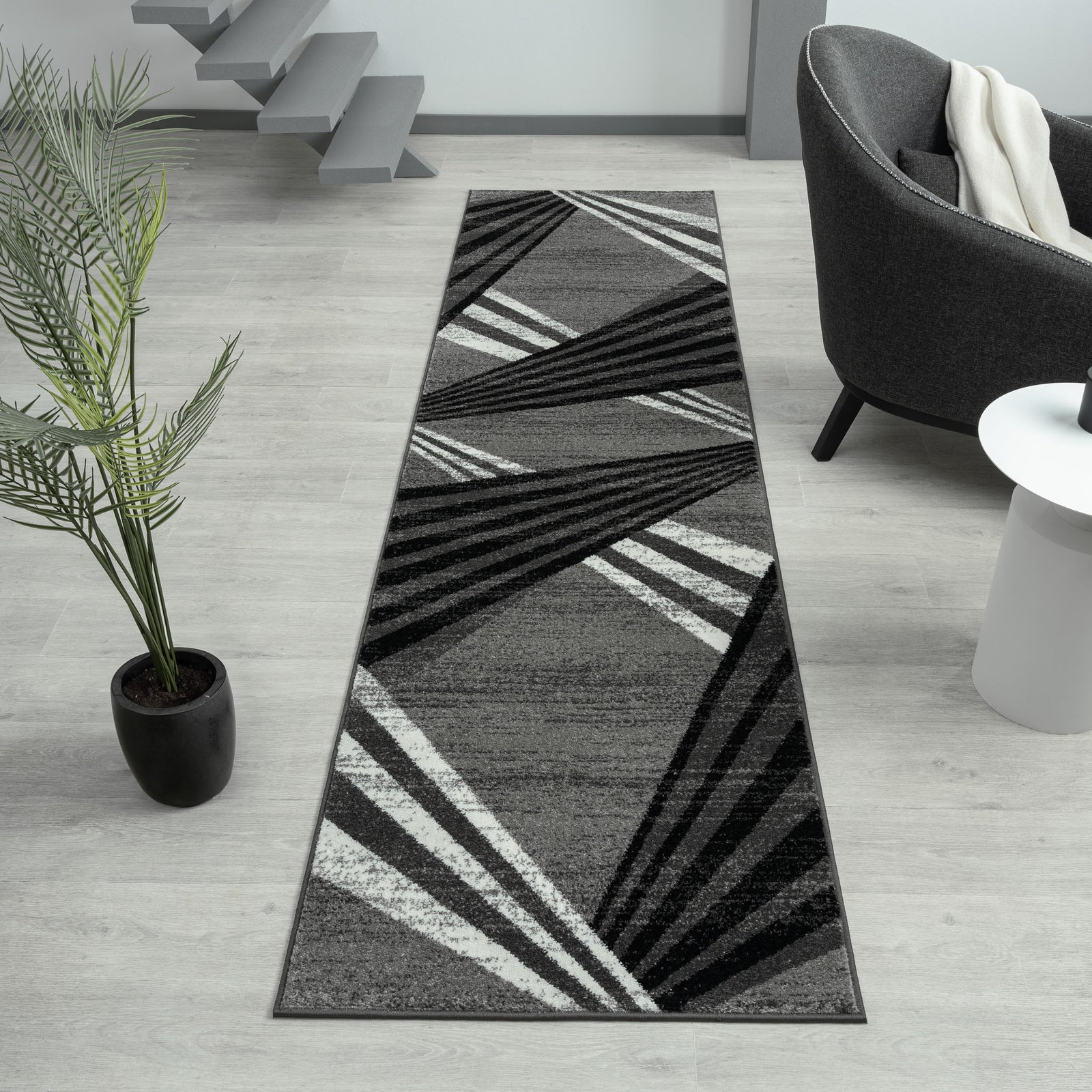 Adore Geometric Textural Rug - Grey - 80x150