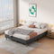 Queen Bed Frame Dark Grey Wooden Mattress Foundation 9 Leg Slatted Base