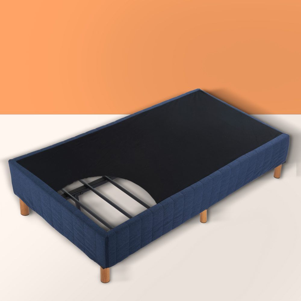 Metal Bed Frame Mattress Foundation Blue  King