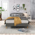 Double Metal Bed Frame Dark Grey Fabric Covered Mattress Foundation