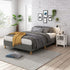 Double Metal Bed Frame Dark Grey Fabric Covered Mattress Foundation