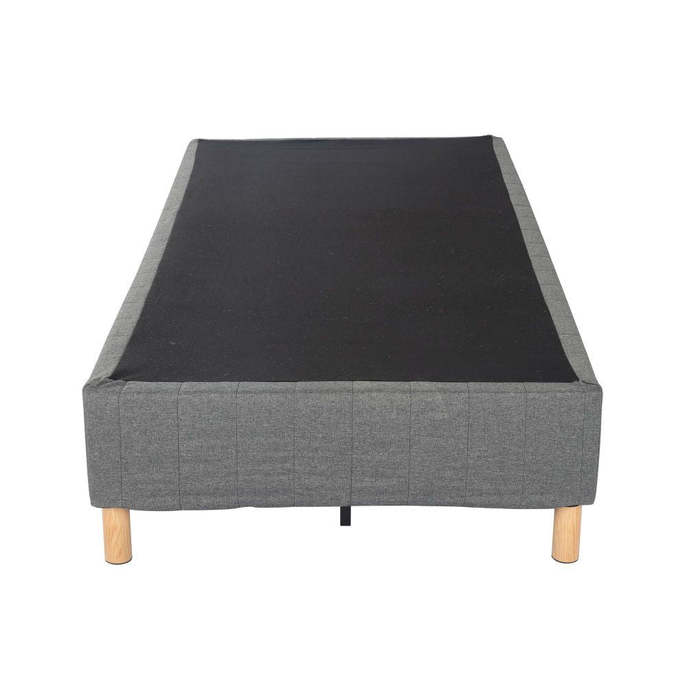 Double Metal Bed Frame Dark Grey Fabric Covered Mattress Foundation