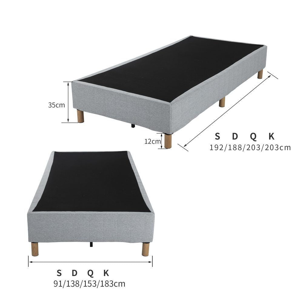 Double Metal Bed Frame Dark Grey Fabric Covered Mattress Foundation