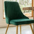 Viva Forever Set of 2 Green Velvet Dining Chairs-Art Deco Design with Gold Metal Legs