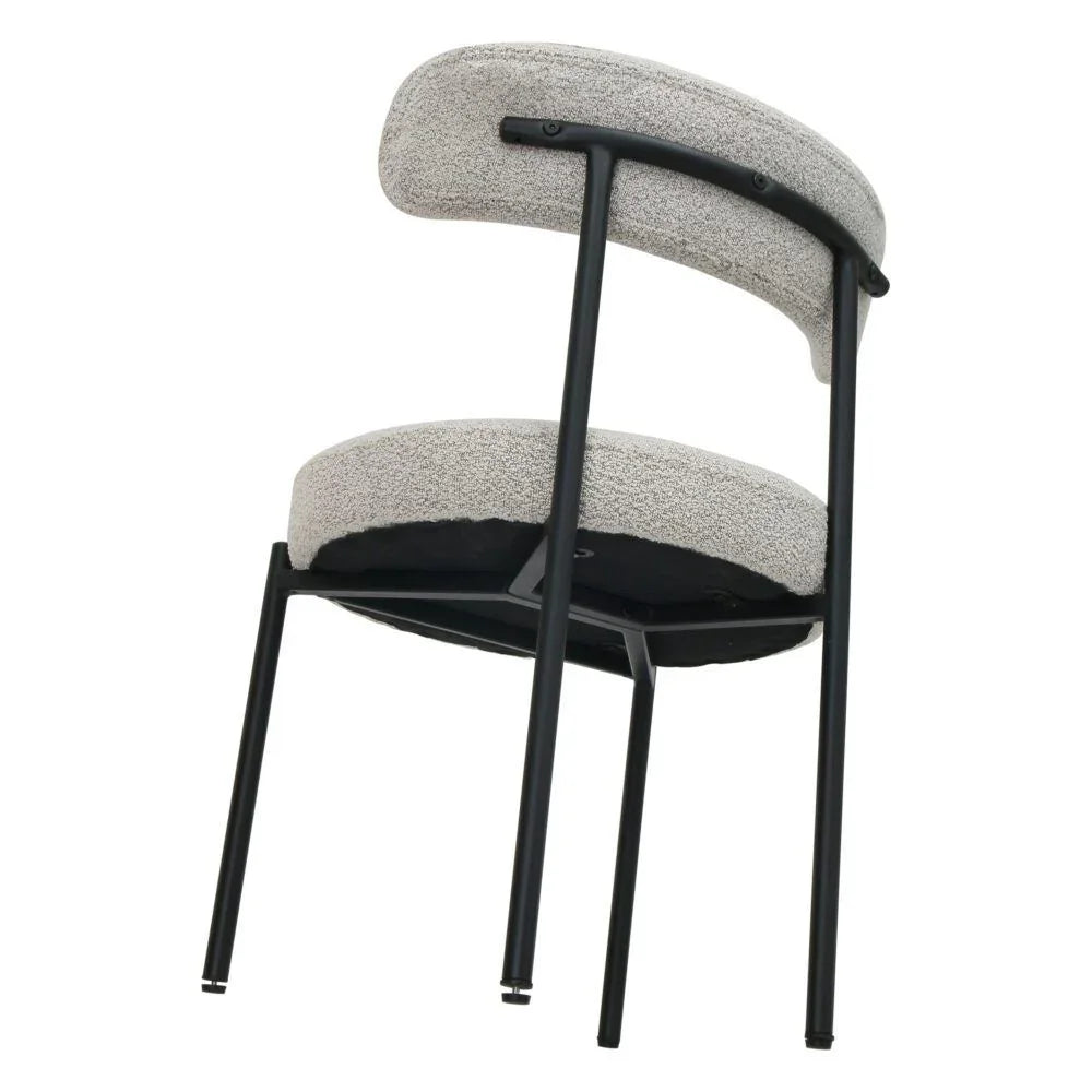 Luxe Boucle Cushioned Elsa Dining Chairs in White Quartz
