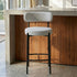 Sleek White Quartz Metal Boucle Elsa Bar Stools