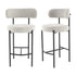 Sleek White Quartz Metal Boucle Elsa Bar Stools
