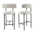 Sleek White Quartz Metal Boucle Elsa Bar Stools