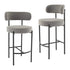 Contemporary Grey Boucle Elsa Low Bar Stools