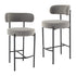 Contemporary Grey Boucle Elsa Low Bar Stools