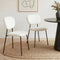 White Teddy Fabric Dining Chairs Set of 2 Boucle Upholstered Kitchen Seats