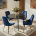 5‑Piece Dining Set – Round Marble Table + 4 Blue Velvet Shell Chairs