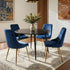 5‑Piece Dining Set – Round Marble Table + 4 Blue Velvet Shell Chairs