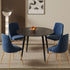5‑Piece Dining Set – Round Marble Table + 4 Blue Velvet Shell Chairs