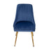 5‑Piece Dining Set – Round Marble Table + 4 Blue Velvet Shell Chairs