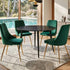 5‑Piece Dining Set – Round Marble Table + 4 Green Velvet Shell Chairs