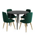 5‑Piece Dining Set – Round Marble Table + 4 Green Velvet Shell Chairs