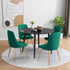 5‑Piece Dining Set – Round Marble Table + 4 Green Velvet Shell Chairs
