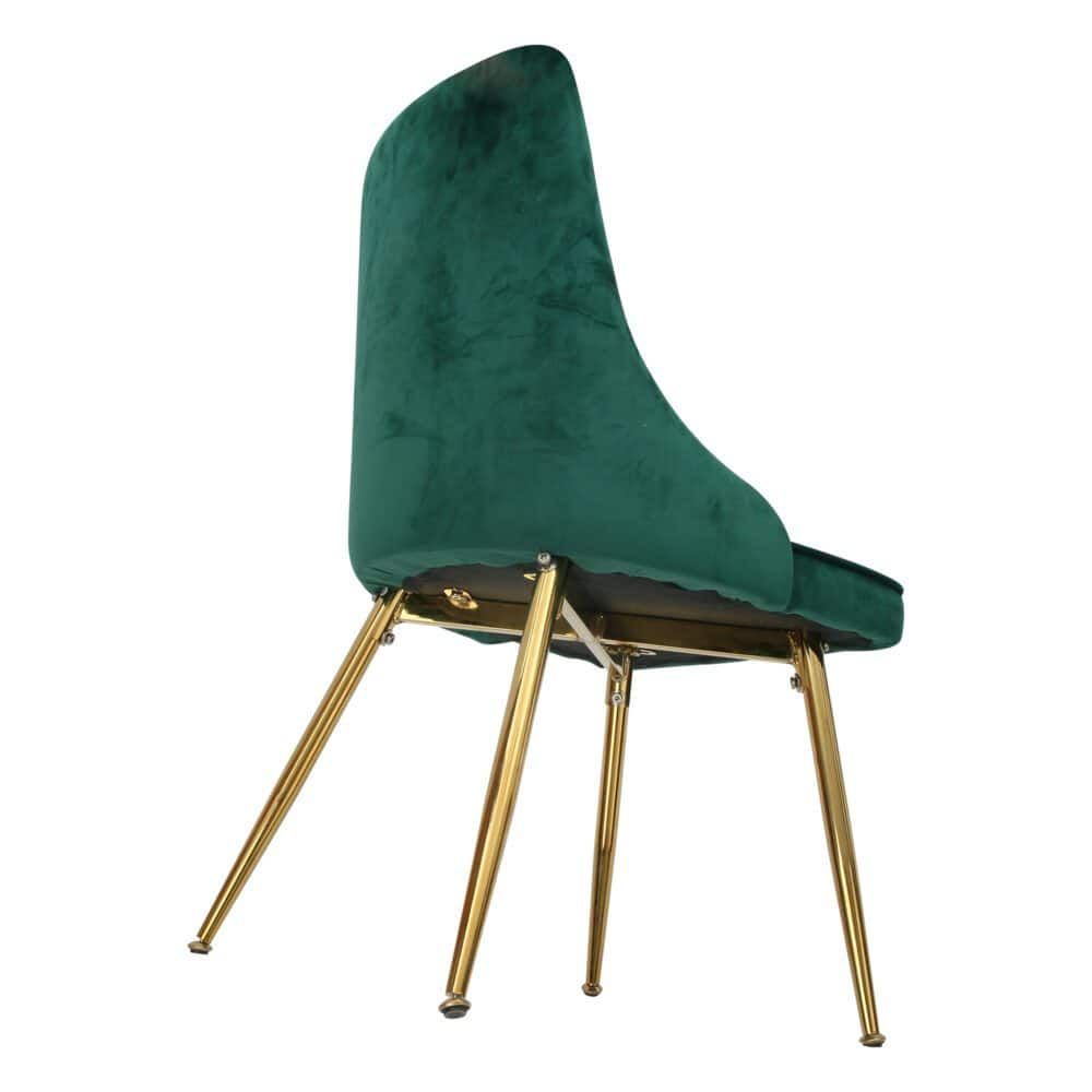 5‑Piece Dining Set – Round Marble Table + 4 Green Velvet Shell Chairs