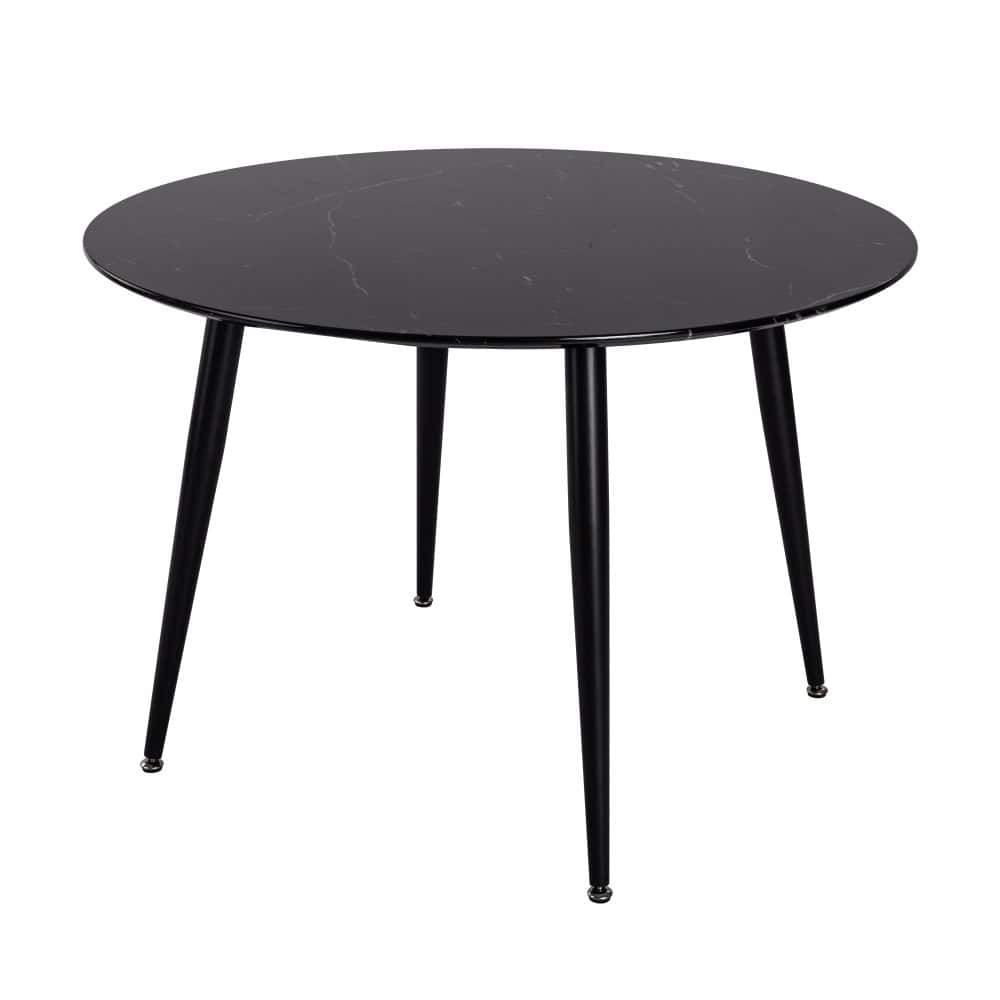 5‑Piece Dining Set – Round Marble Table + 4 Green Velvet Shell Chairs
