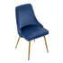 Velvet Dining Set – 4 Blue Chairs & White Round Marble‑Effect Table