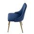 Velvet Dining Set – 4 Blue Chairs & White Round Marble‑Effect Table