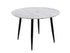 Velvet Dining Set – 4 Blue Chairs & White Round Marble‑Effect Table