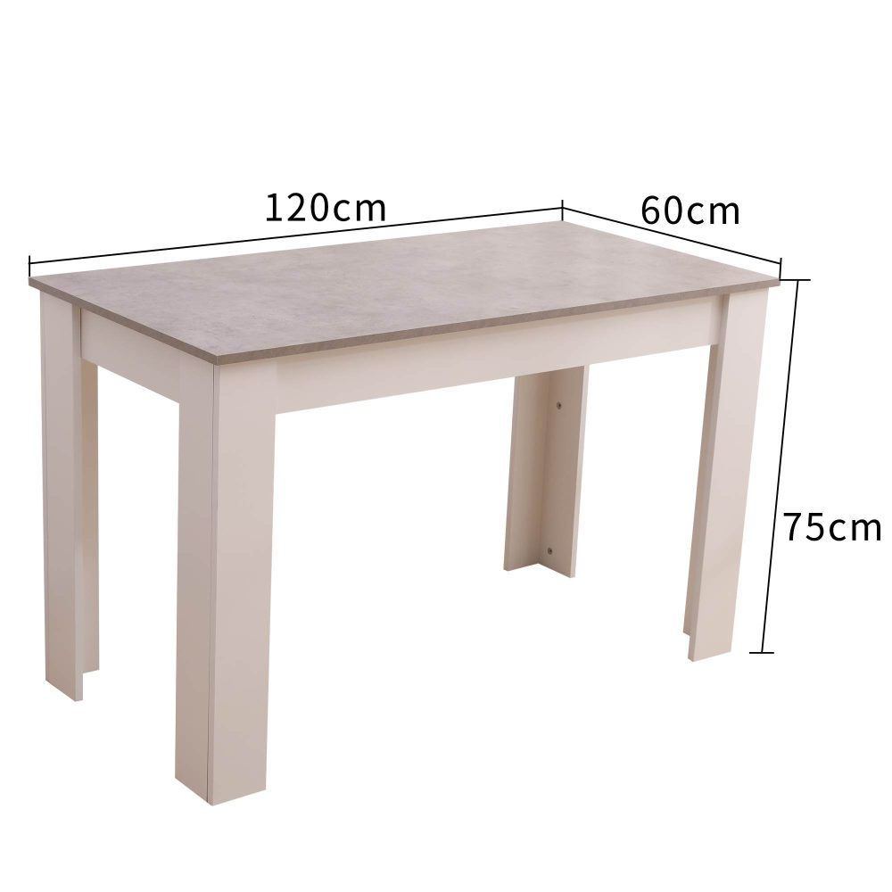 Modern Dining Table 120cm Wood Kitchen Table White Grey 4 Seater