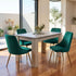 Grey Rectangular Dining Table with 4x Green Velvet Chairs