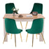 Grey Rectangular Dining Table with 4x Green Velvet Chairs
